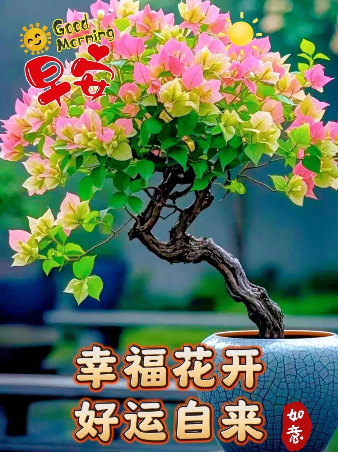 今日最新中老年早上好祝福图片表情包春日渐暖问候相伴