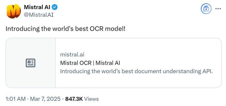 Mistral AI推出号称“世界最好OCR”，实际效果究竟如何？，Mistral OCR登场：多语言处理远超谷歌和微软？