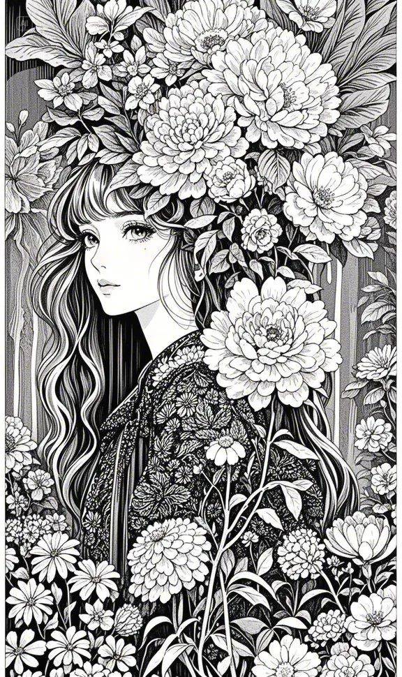 精美人物线稿,黑白线稿作品