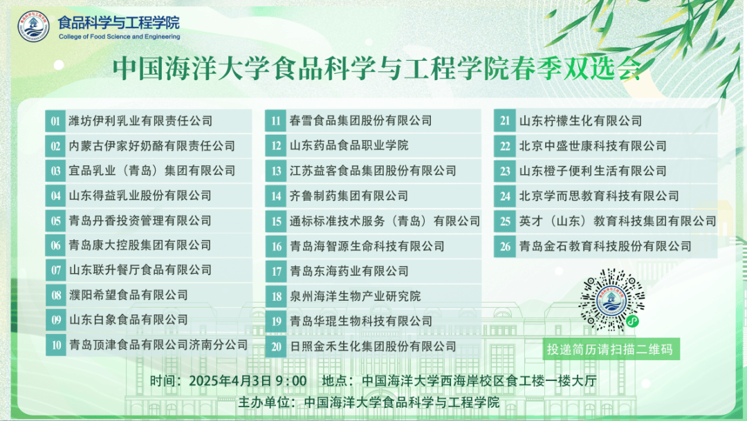 【就业】食品科学与工程学院2025届毕业生暨2026届实习生专场双选会顺利举办线上投票完成抽取幸运观众