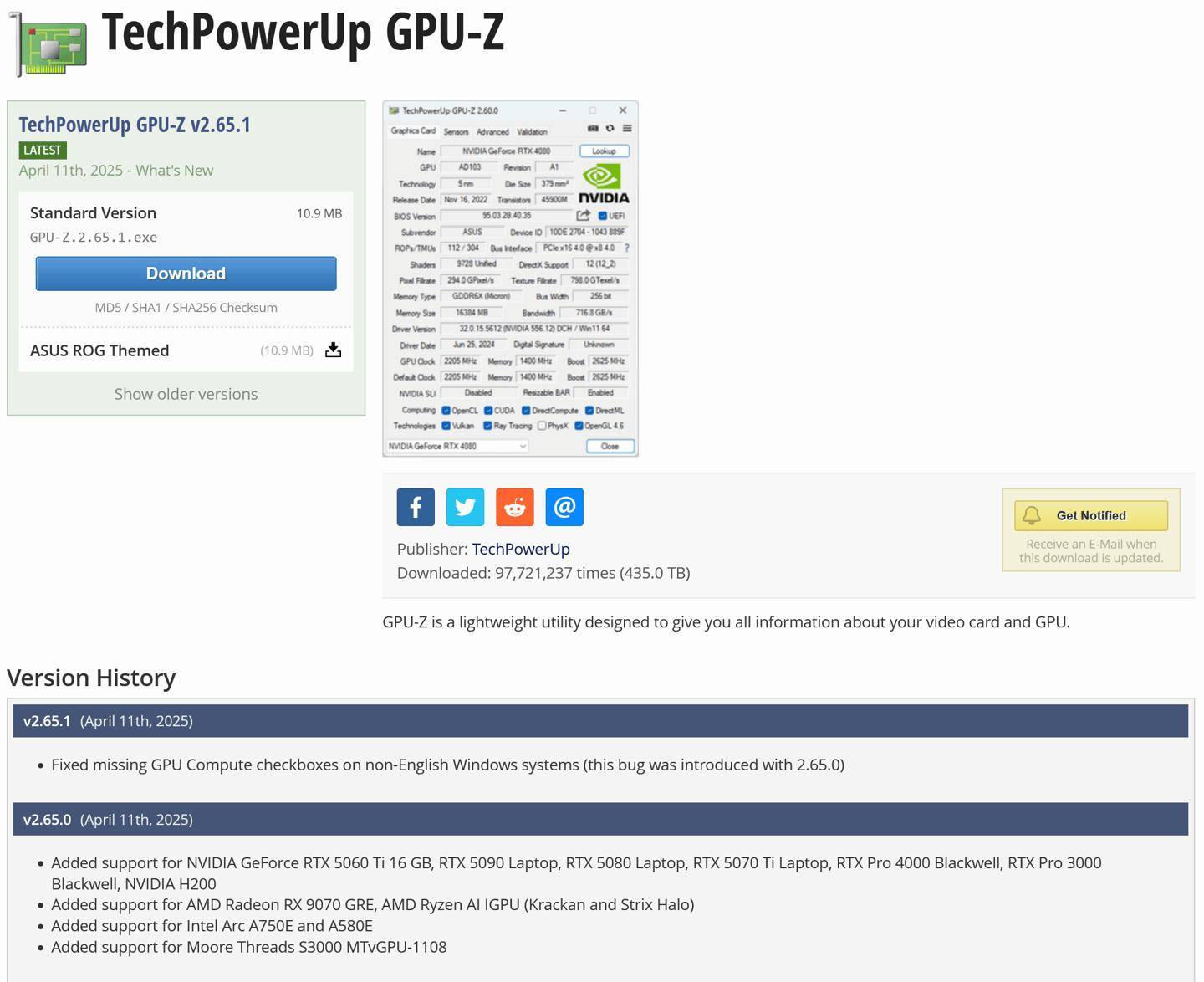 GPU-Z 更新 v2.65 版本：支持 AMD Radeon RX 9070 GRE 等新显卡