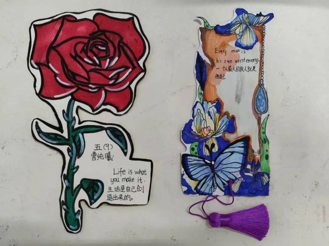 "五个一百"工程│实验小学:"创意做书签 阅读意更浓"五年级英语学生