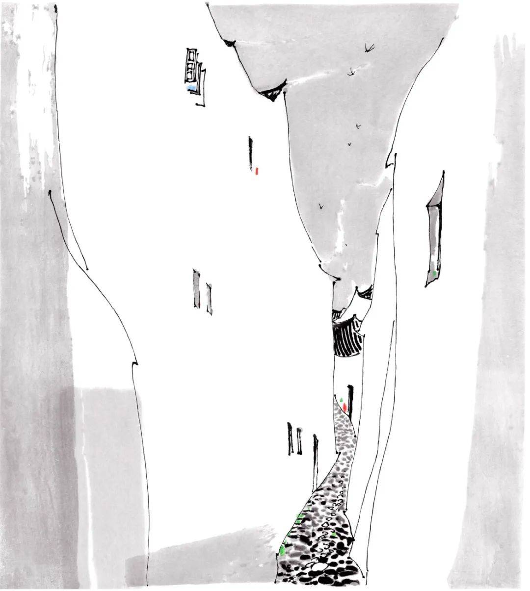 他一方面确实扩展了绘画的既定题材范围.前人画家从不画长城,废城遗址