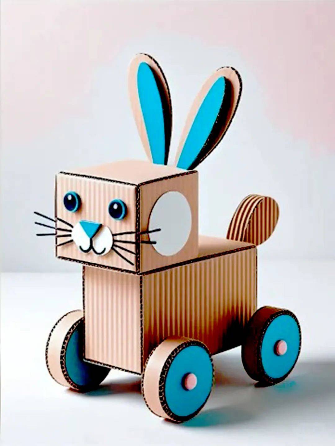 六一儿童节手工,废纸箱不要扔, 用它来做玩具兔子