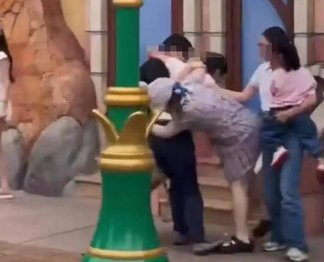 迪士尼乐园打架事件，对孩子动手不能忍