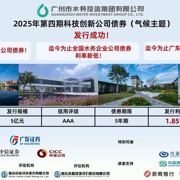 国企要闻 | 广州水投集团成功发行全国首单“气候主题”科创公司债_债券发行金额_企业_创新