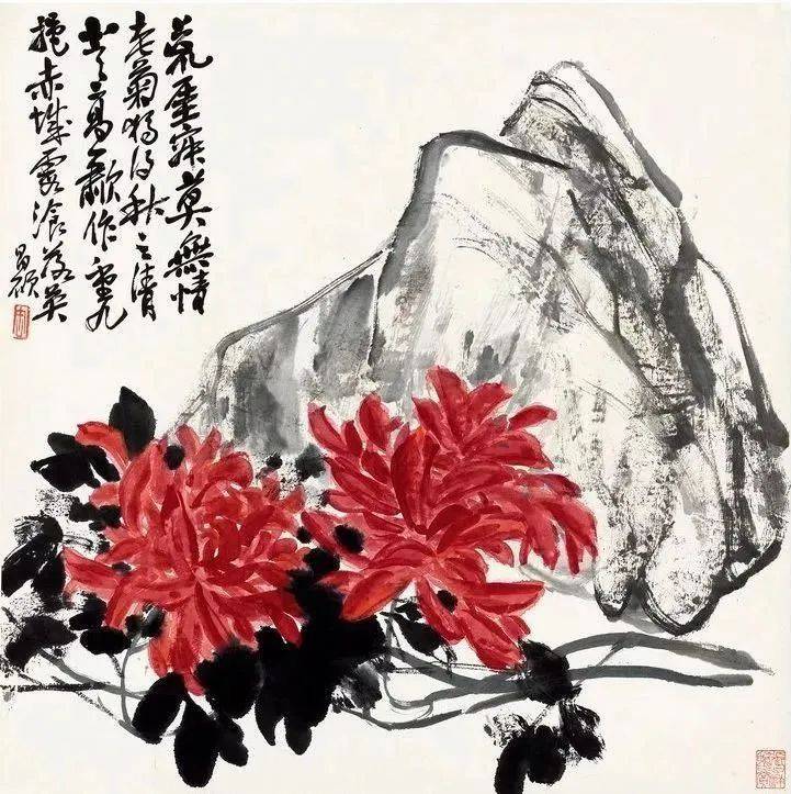 吴昌硕墨戏，精彩_花卉_荔枝_牡丹