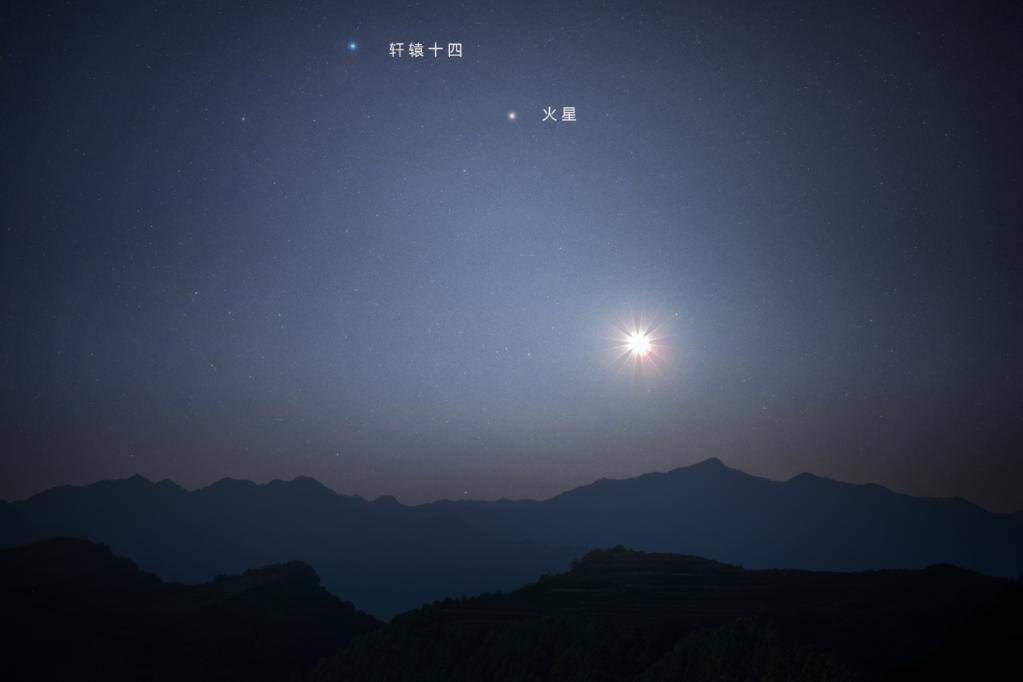 16日至18日火星与轩辕十四“不期而遇”