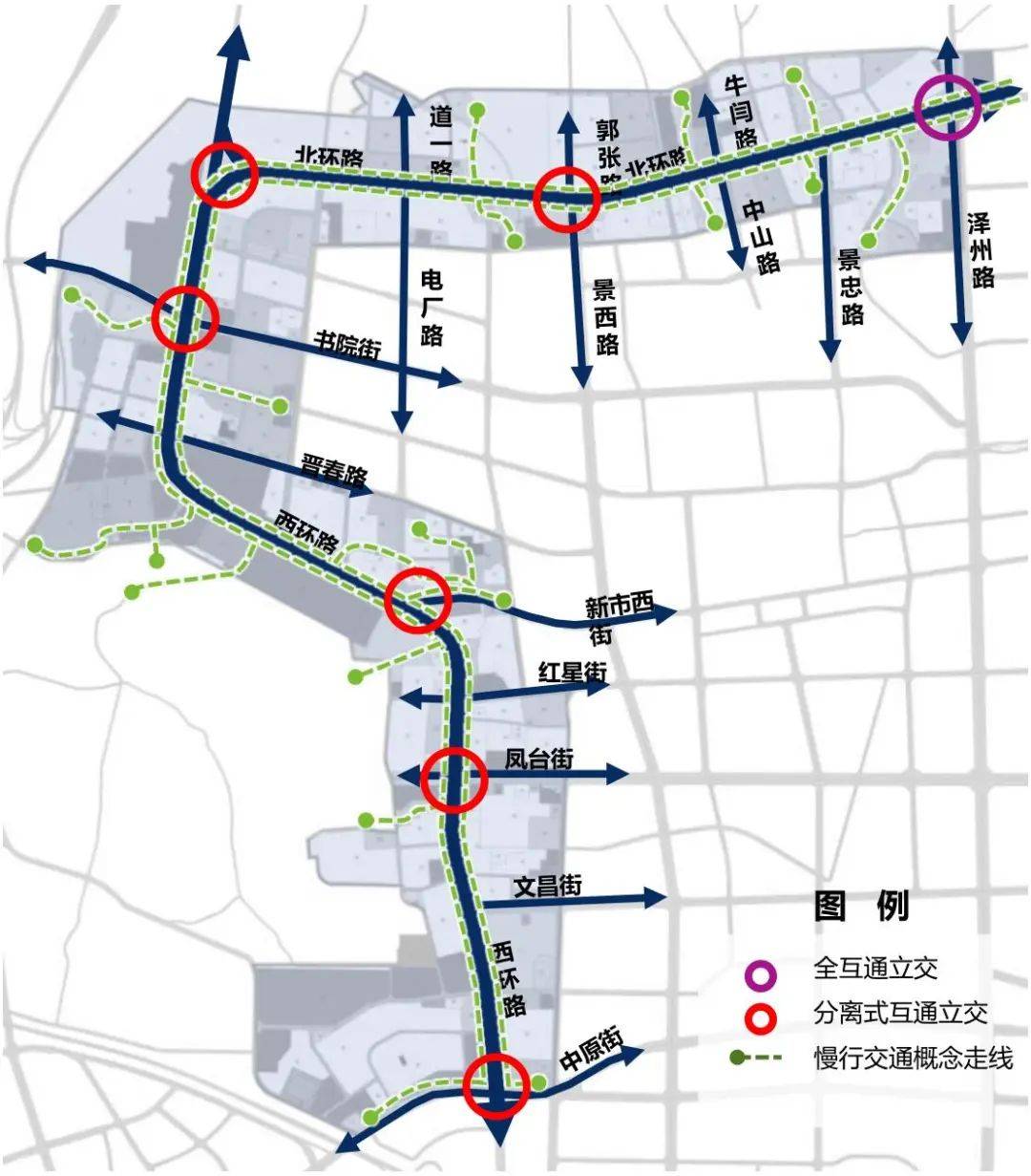 式立交或全互通与主干路相交采用规划道路红线宽度为50米线路全长约