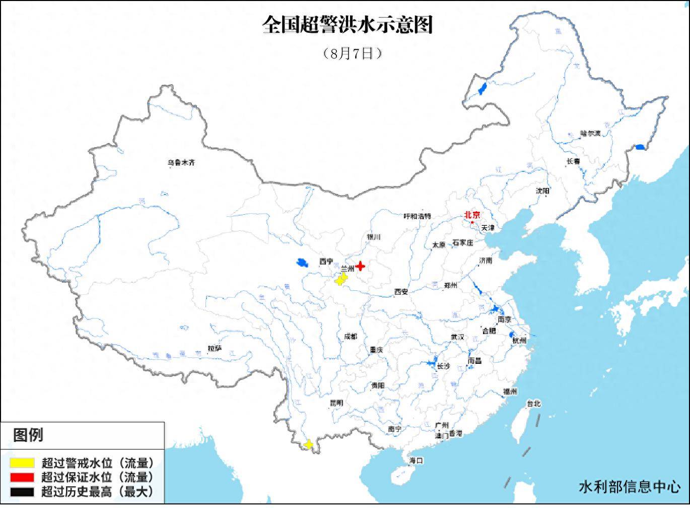 受降雨影响,我国有4条中小河流发生超警以上洪水