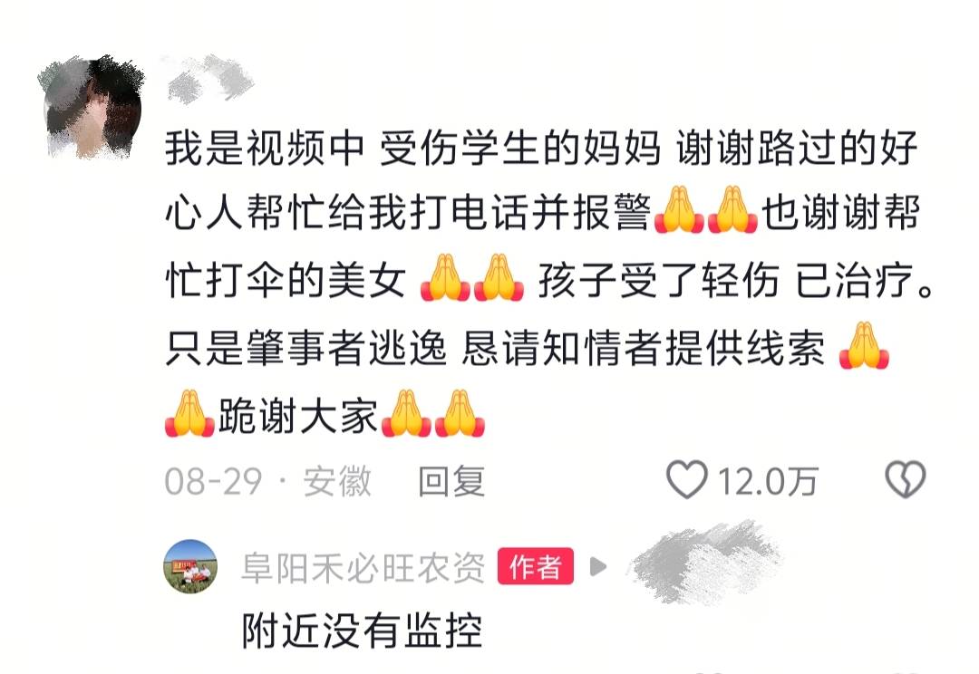安徽热心女子给被撞倒男孩撑伞，网友却被男孩颜值惊呆！网友：帅得出事了还以为在摆拍