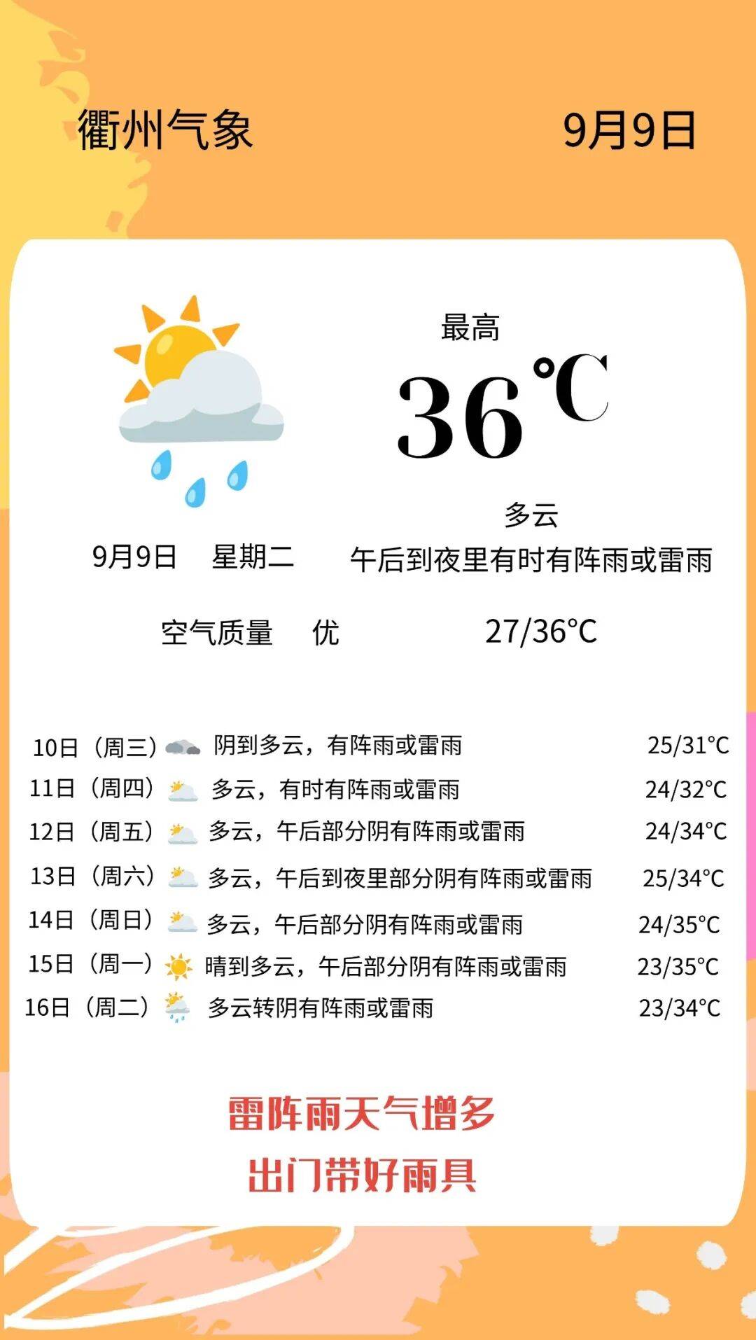 常山天气天气大全