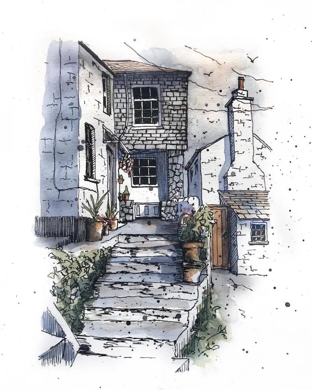 摄影师画的钢笔水彩风景,表现力超强!他用手绘打败了相机