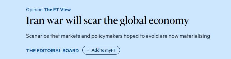 英媒：美以对伊战争正给全球经济留下创伤 -华闻时空