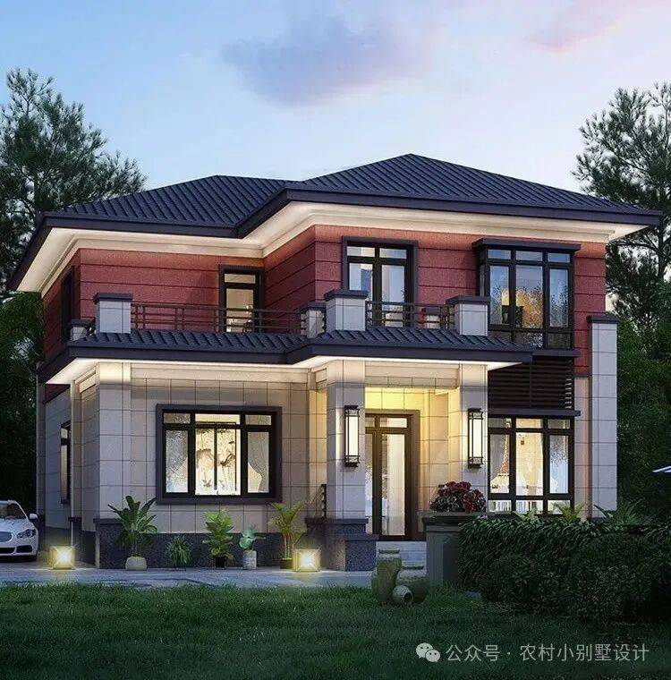 6套二层新中式别墅，新中式二层农村自建房别墅漂亮实惠户型_卫生间_设计_客厅