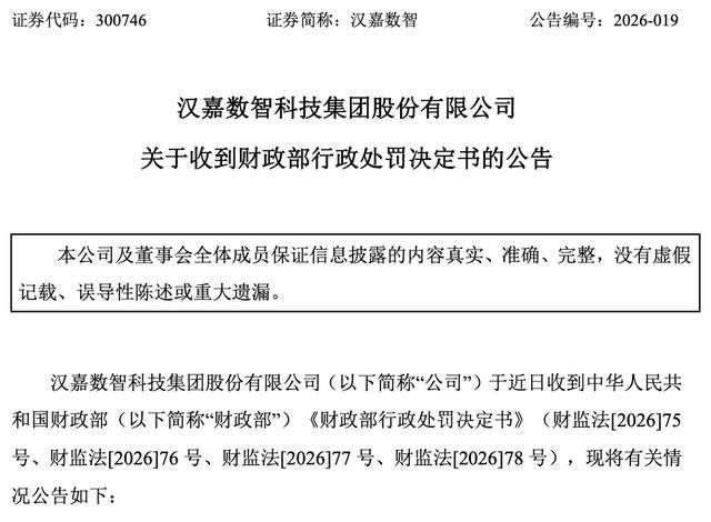 违规用总额法多计近3亿元收入,汉嘉数智遭财政部警告并罚款80万元_公司_伏泰_业务