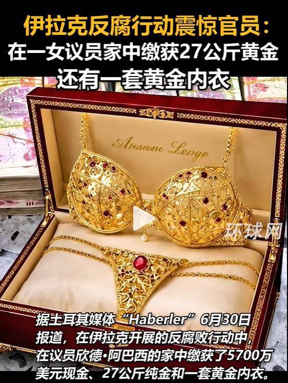 伊拉克开展反腐败行动，女议员家中查获27公斤黄金，还有一套黄金内衣-华闻时空